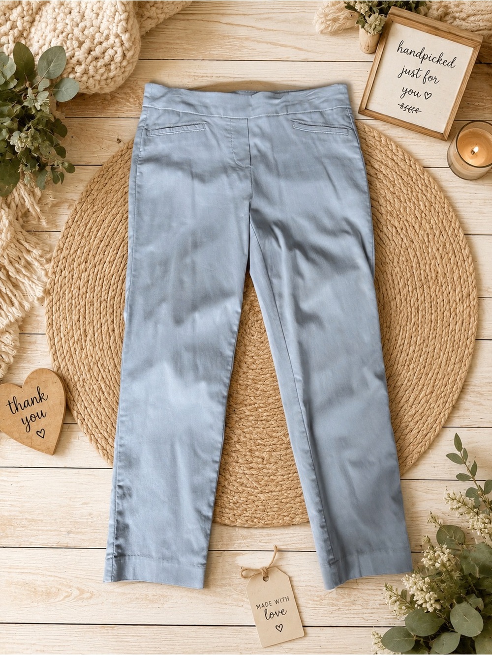 Light Gray Cropped Ankle Pants — Women